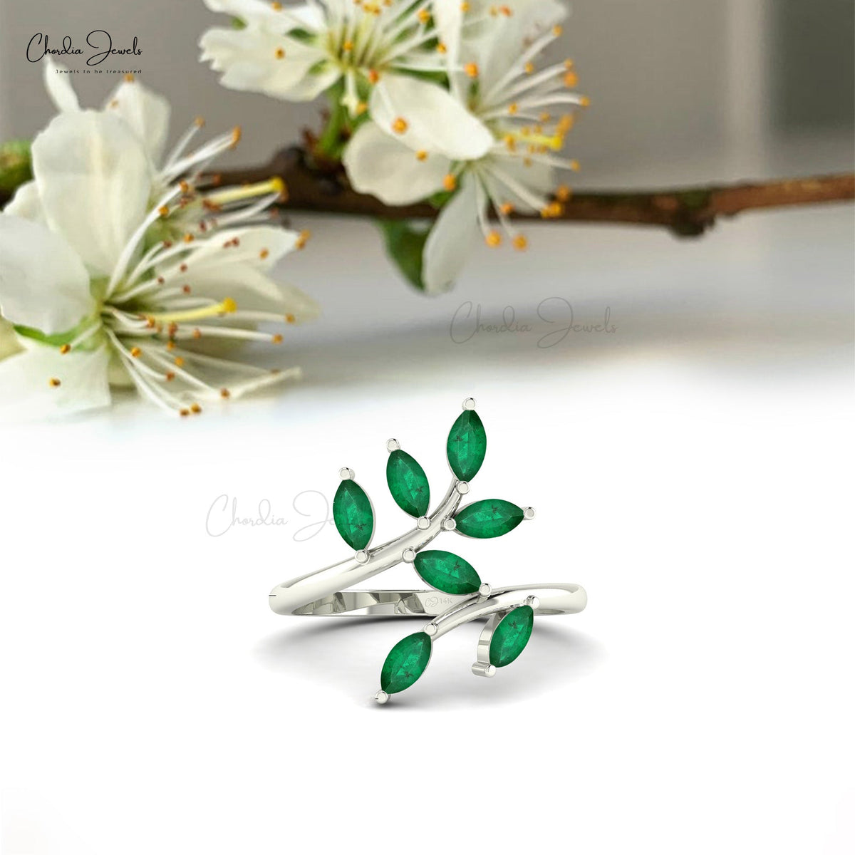 SEGRETI Crystal Leaf buying Ring 14k