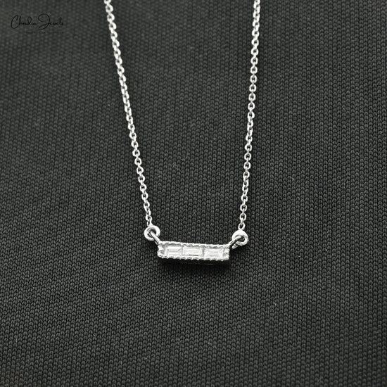 Diamond Dainty Necklace in 14K Solid White Gold For Valentine Gift