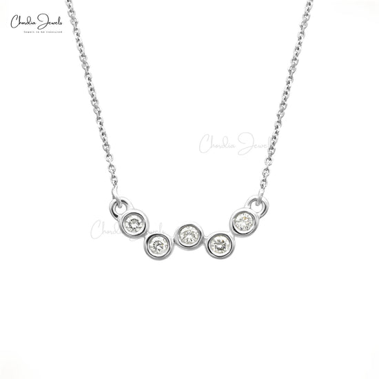 Latest Exclusive Designer Light Weight Five Stone Necklace Pendant Bezel Set Genuine White Diamond Necklace For Women and Girls Wedding Gift