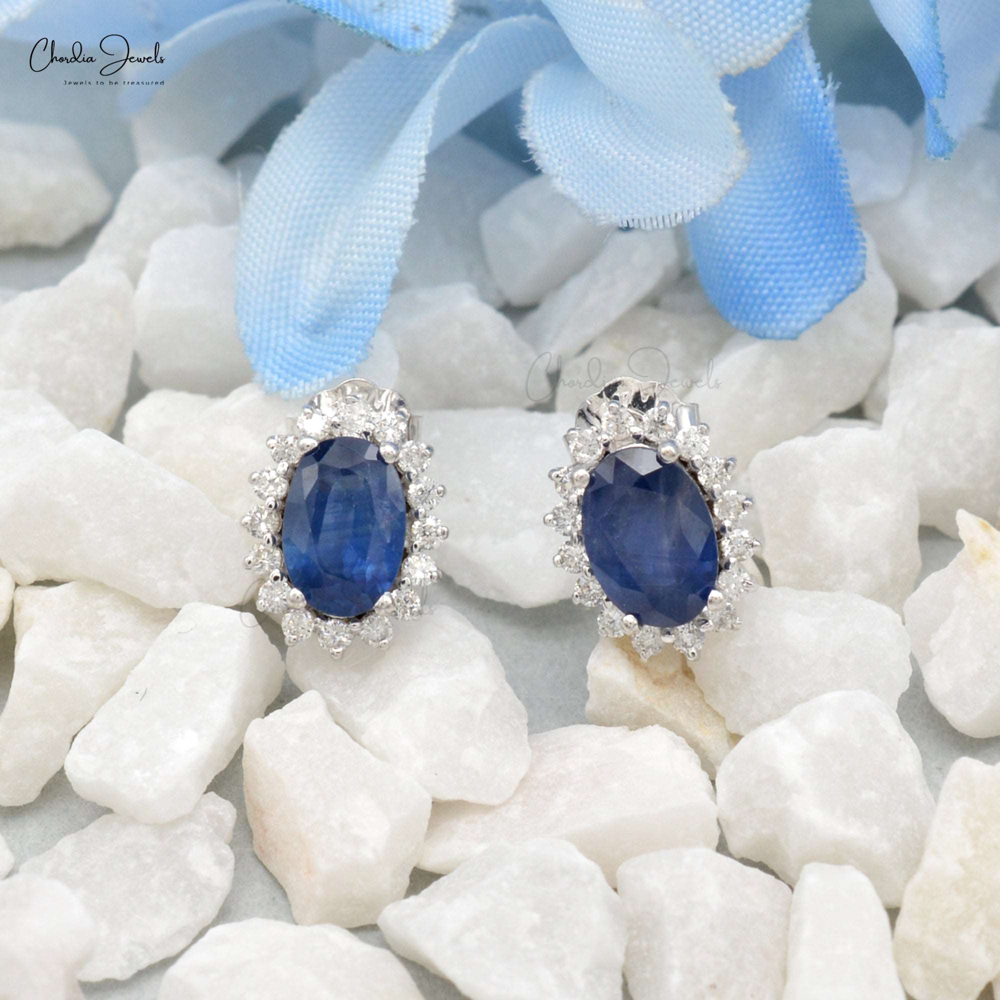 Aquamarine and deals sapphire earrings