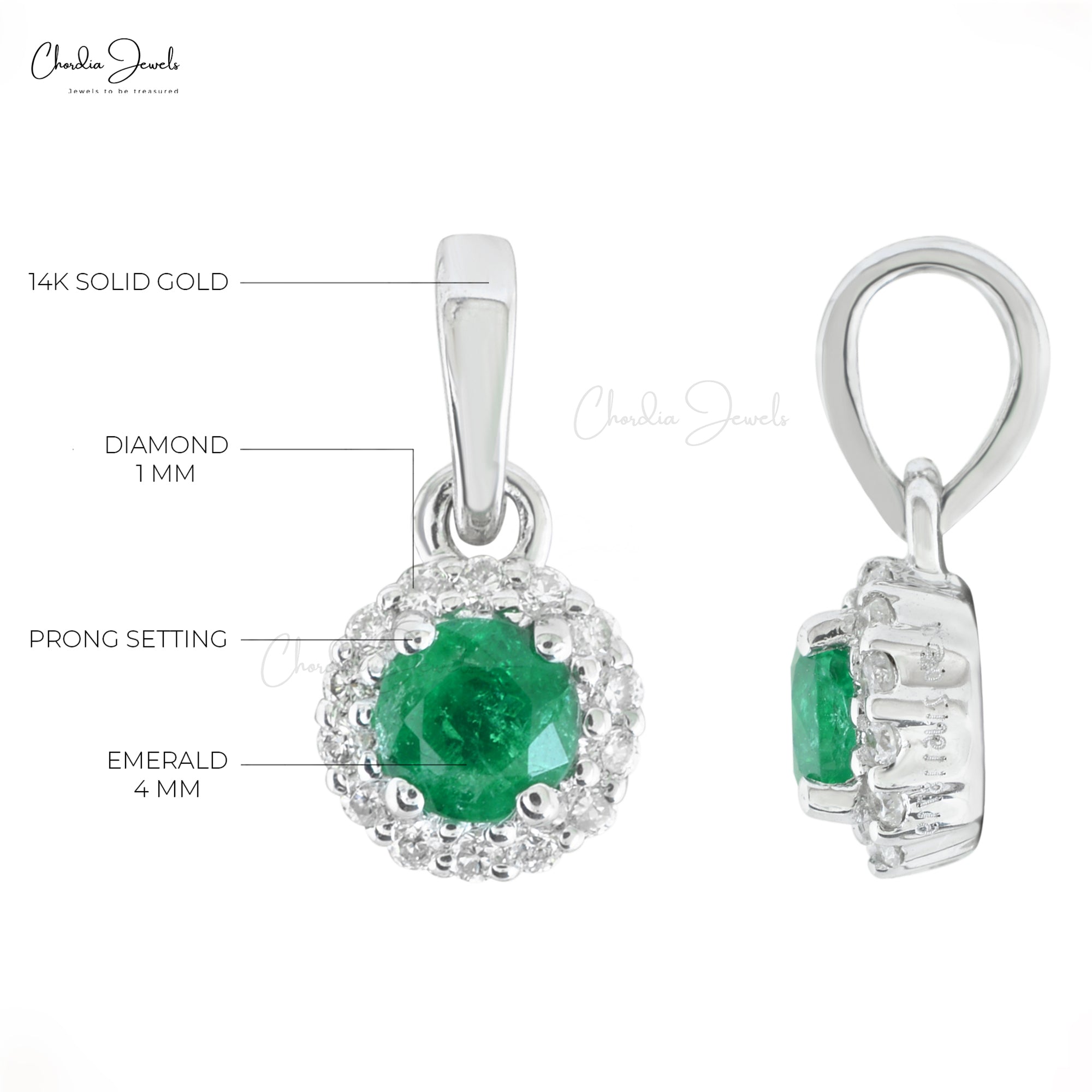 Shop Now Halo Diamond & Emerald 14k Gold Pendant At Cheap Price