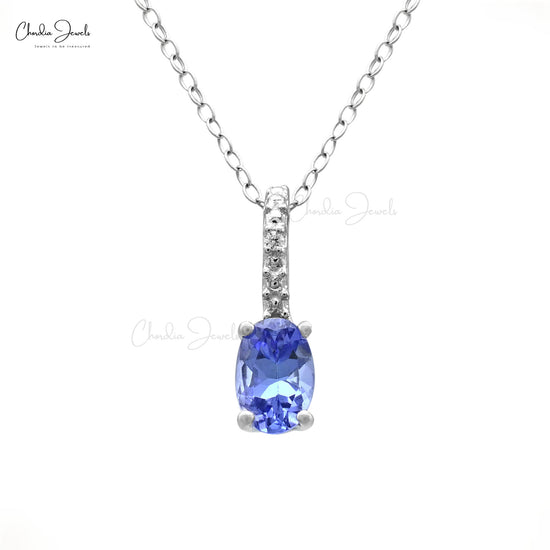 Hidden Bail Locket With 0.54Ct Tanzanite & Diamond In 14k Real White Gold Pendant