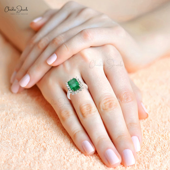 3.00 Carat Emerald Lab Created Diamond Engagement Ring with 3D Band an –  Happy Jewelers
