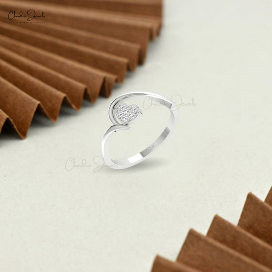 Cluster 1.5mm Round White Diamond Accented In 14 Solid Gold Heart Ring For Wife