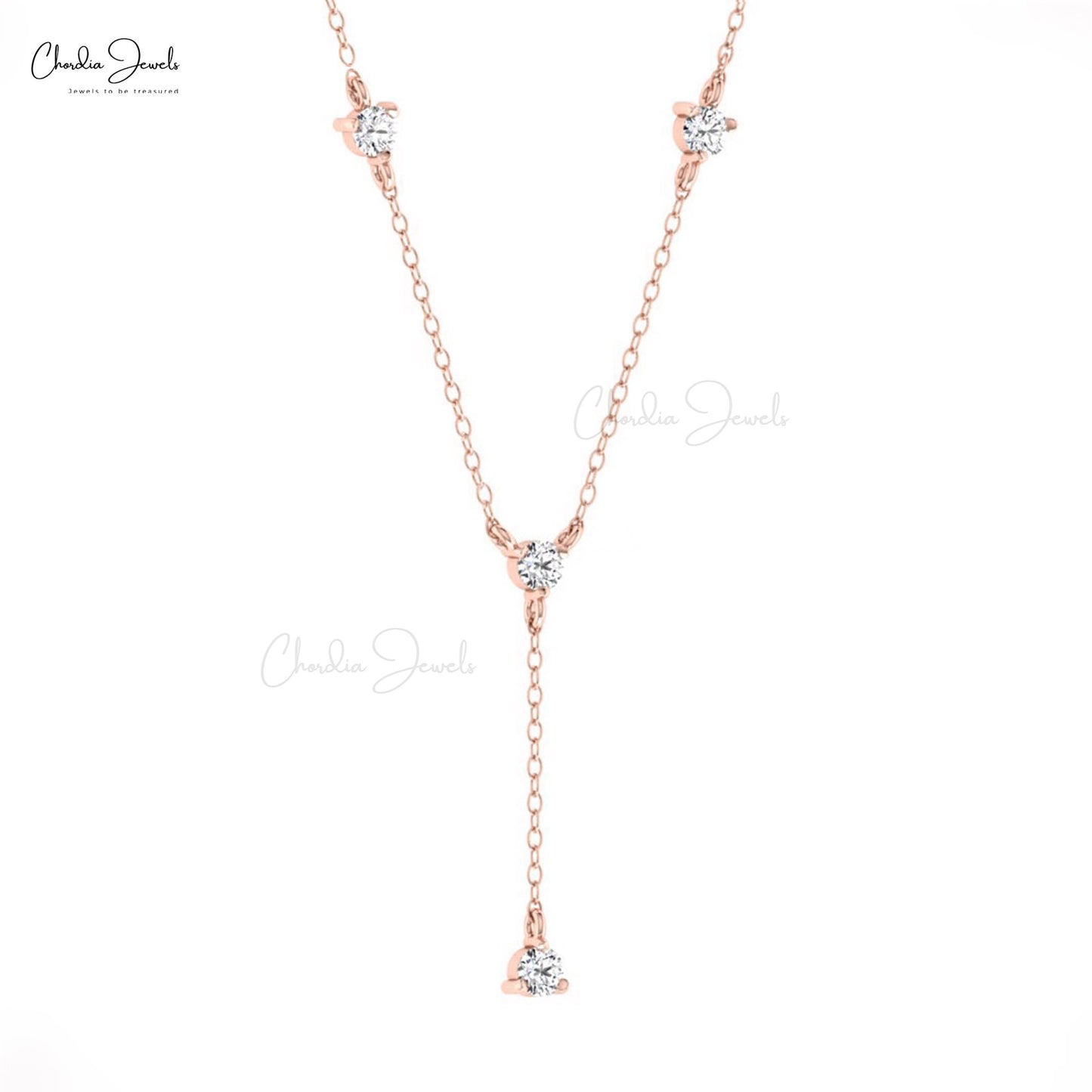 White Diamond Y Shape Necklace