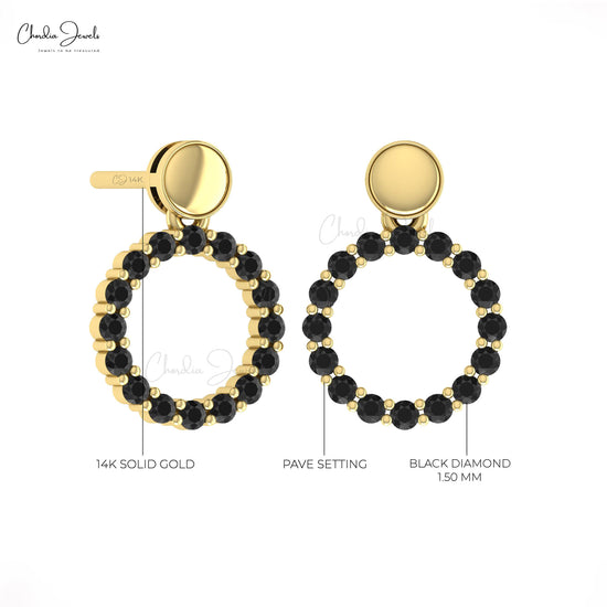 Black Diamond Push Back Earrings