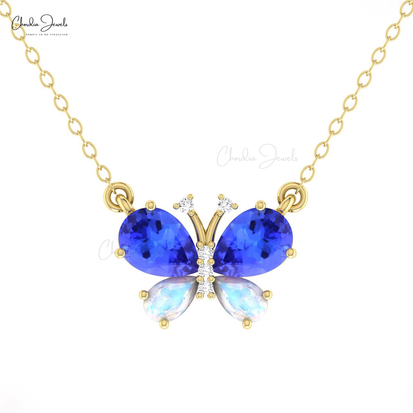 Real Tanzanite Gold Chain necklace