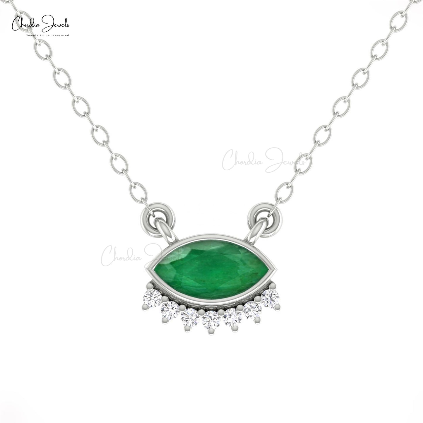 Marquis Cut Emerald Necklace