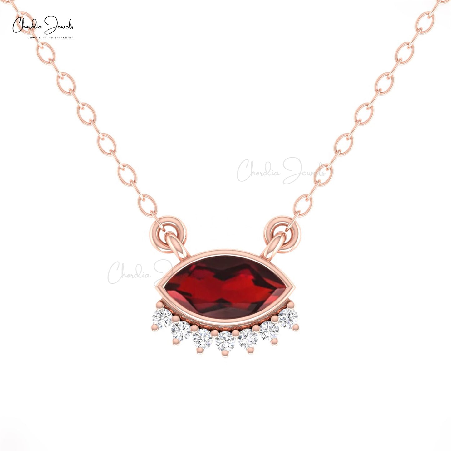 14k Solid Gold Garnet Gemstone Necklace