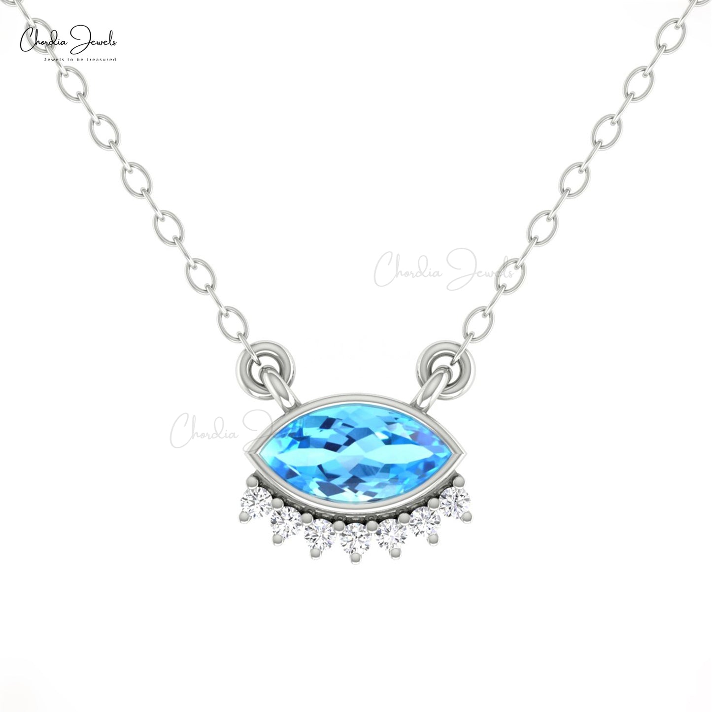 Swiss Blue Topaz Dainty Necklace