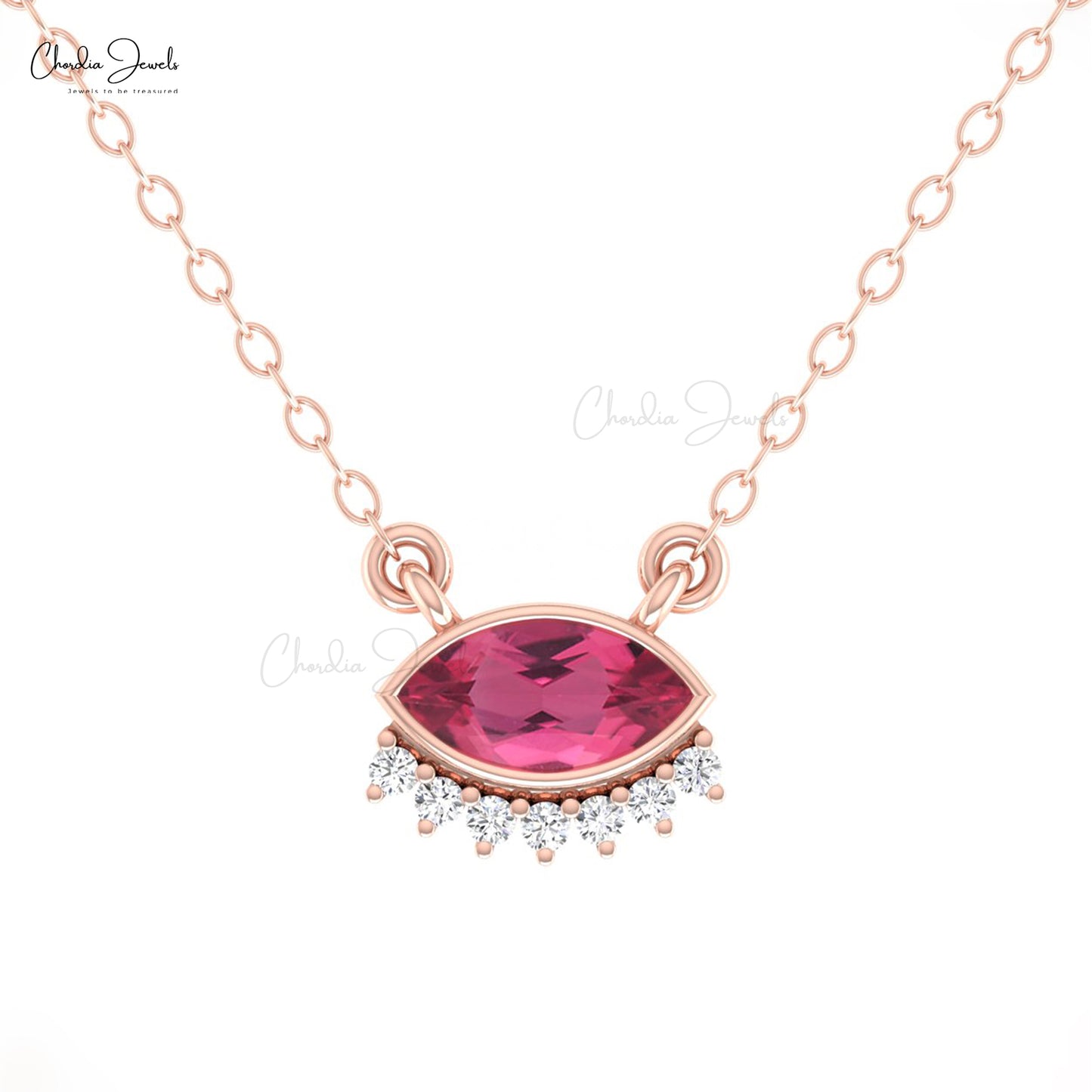 Pink Tourmaline Gemstone Necklace