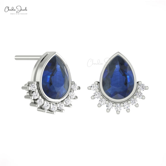 Pear Blue Sapphire Earrings