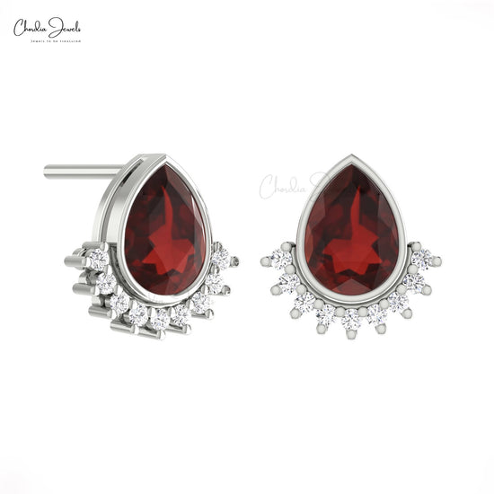 Real Garnet Stud Earrings