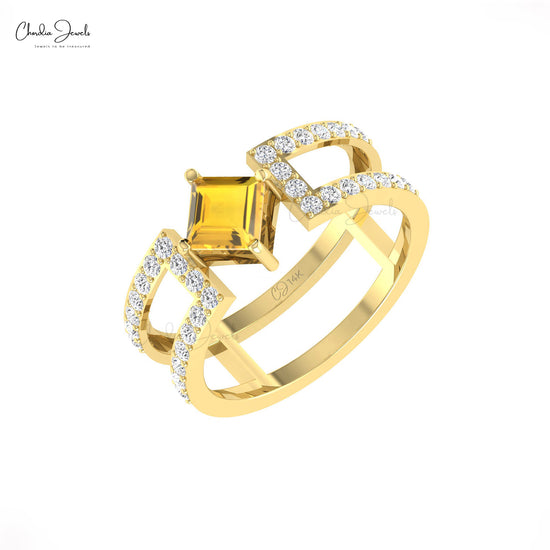 Handcrafted Citrine And Diamond Ring