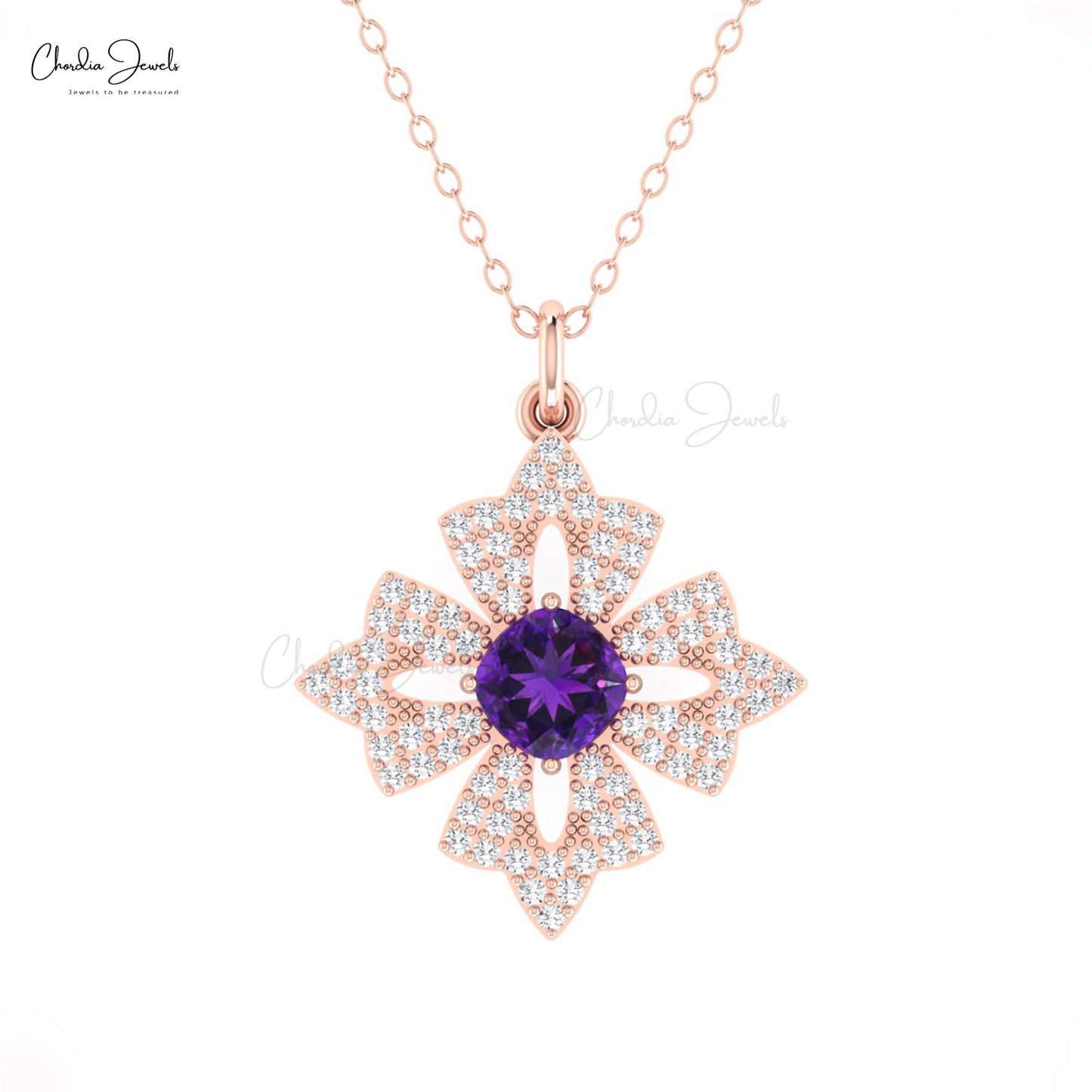 Amethyst Gemstone Daisy Pendant