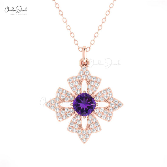 Amethyst Gemstone Daisy Pendant