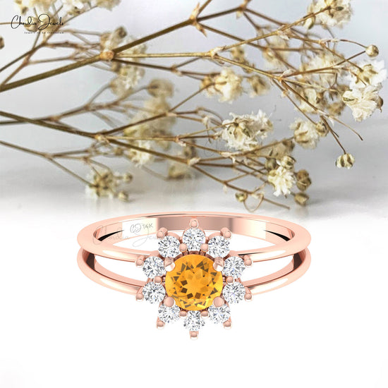 Natural Citrine Engagement Ring