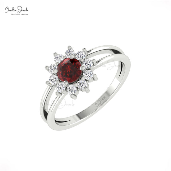 Buy Red Garnet Diamond Ring