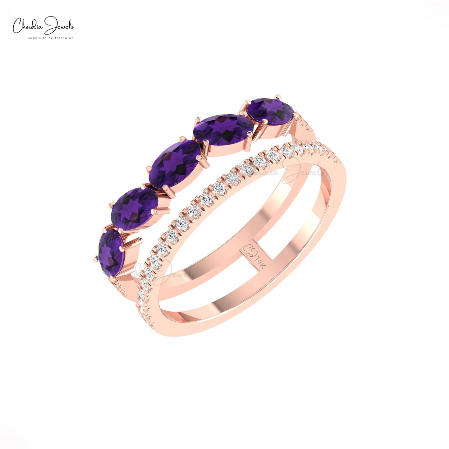 Natural Amethyst Wedding Ring