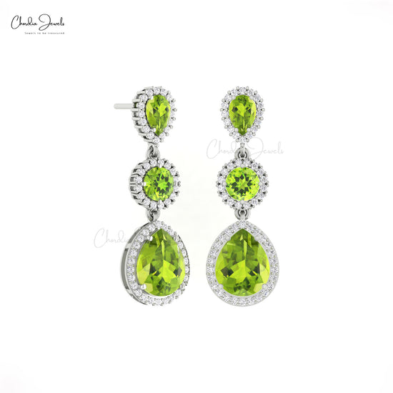 Natural Peridot Diamond Earrings