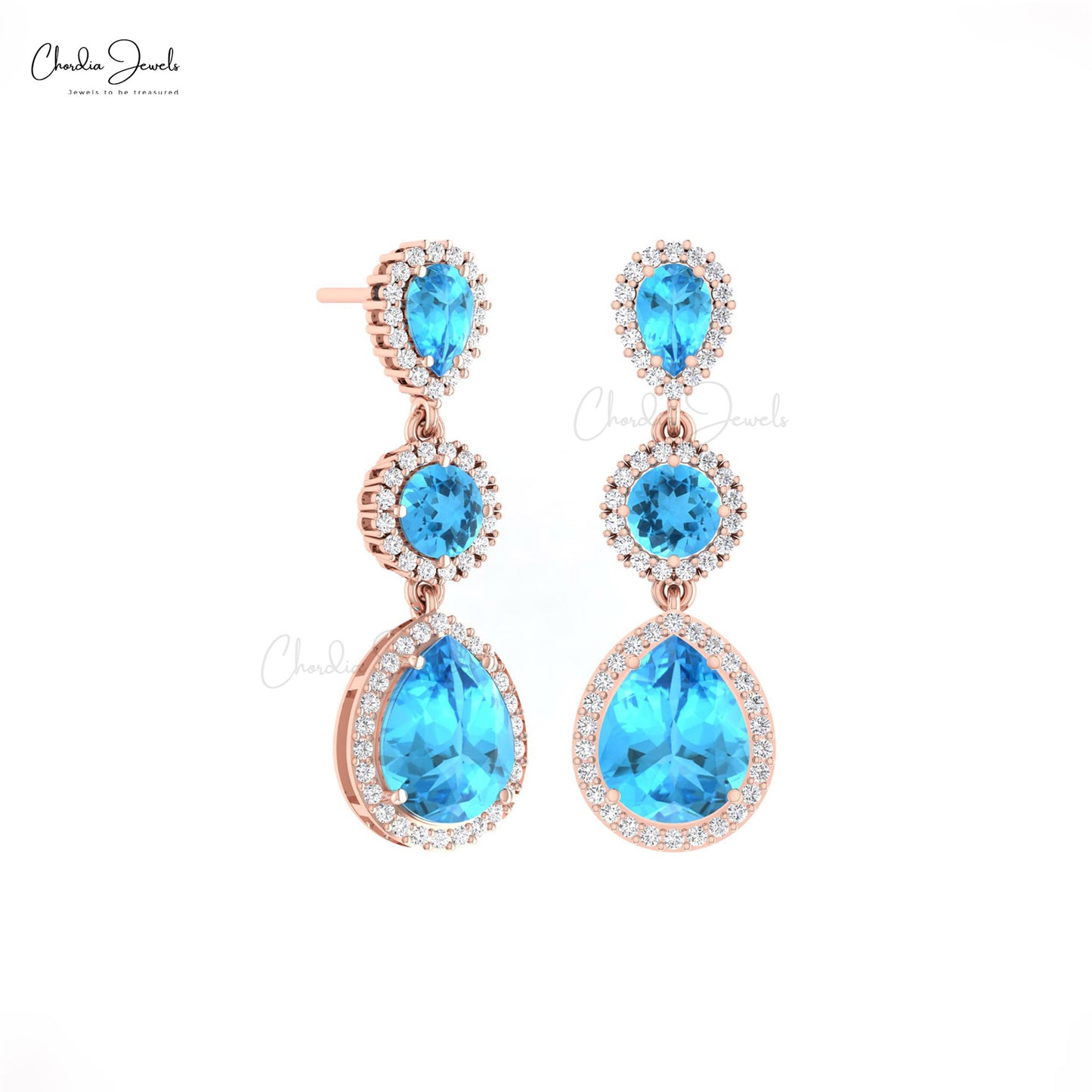 Blue Topaz Tear Drop Earrings