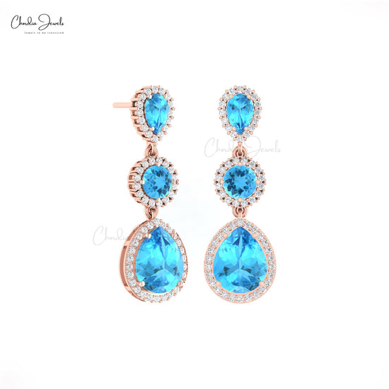 Blue Topaz Tear Drop Earrings