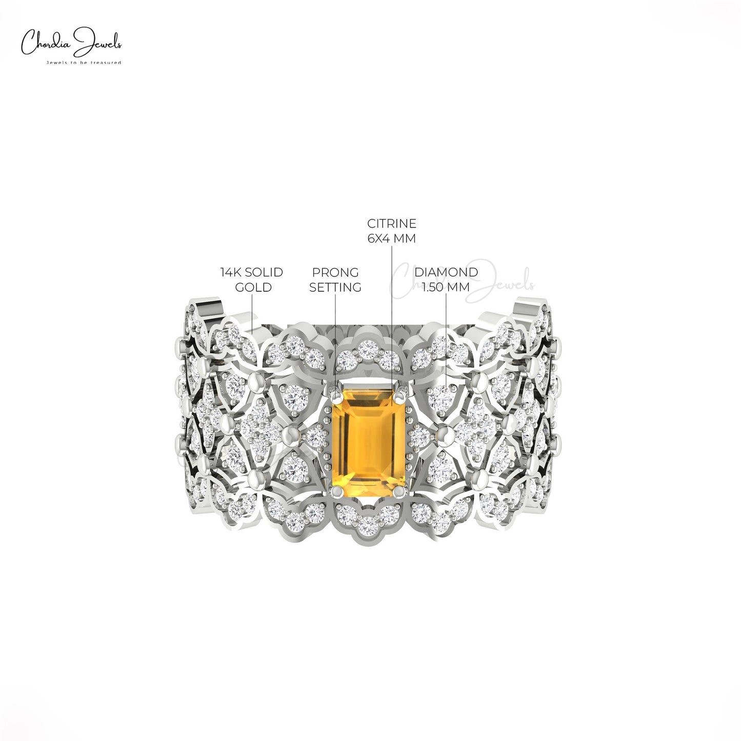 Octagon Cut Citrine Ring For Her