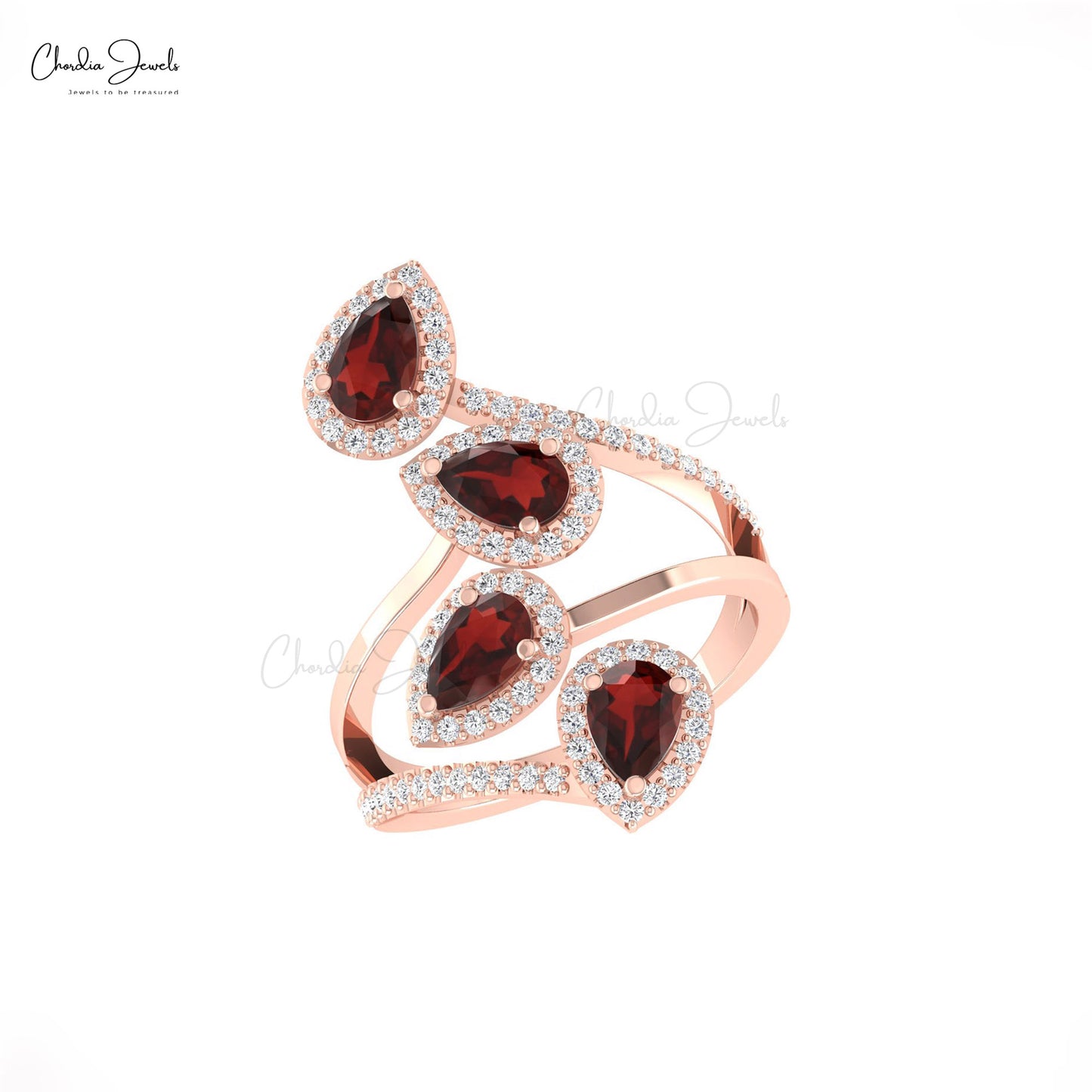 Pear Cut Garnet Leaf Style Ring