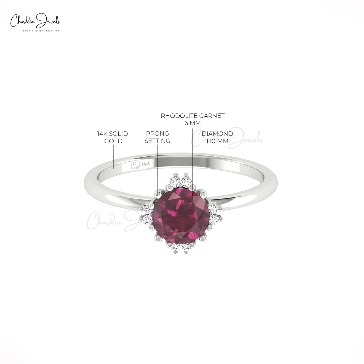 Natural Rhodolite Garnet Ring