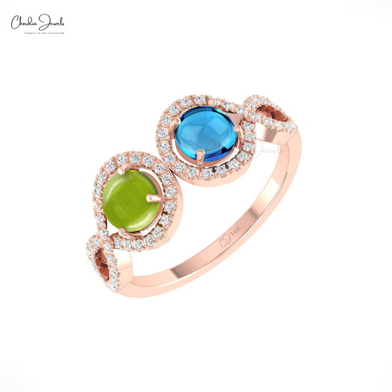 Swiss Blue Topaz & Peridot Ring