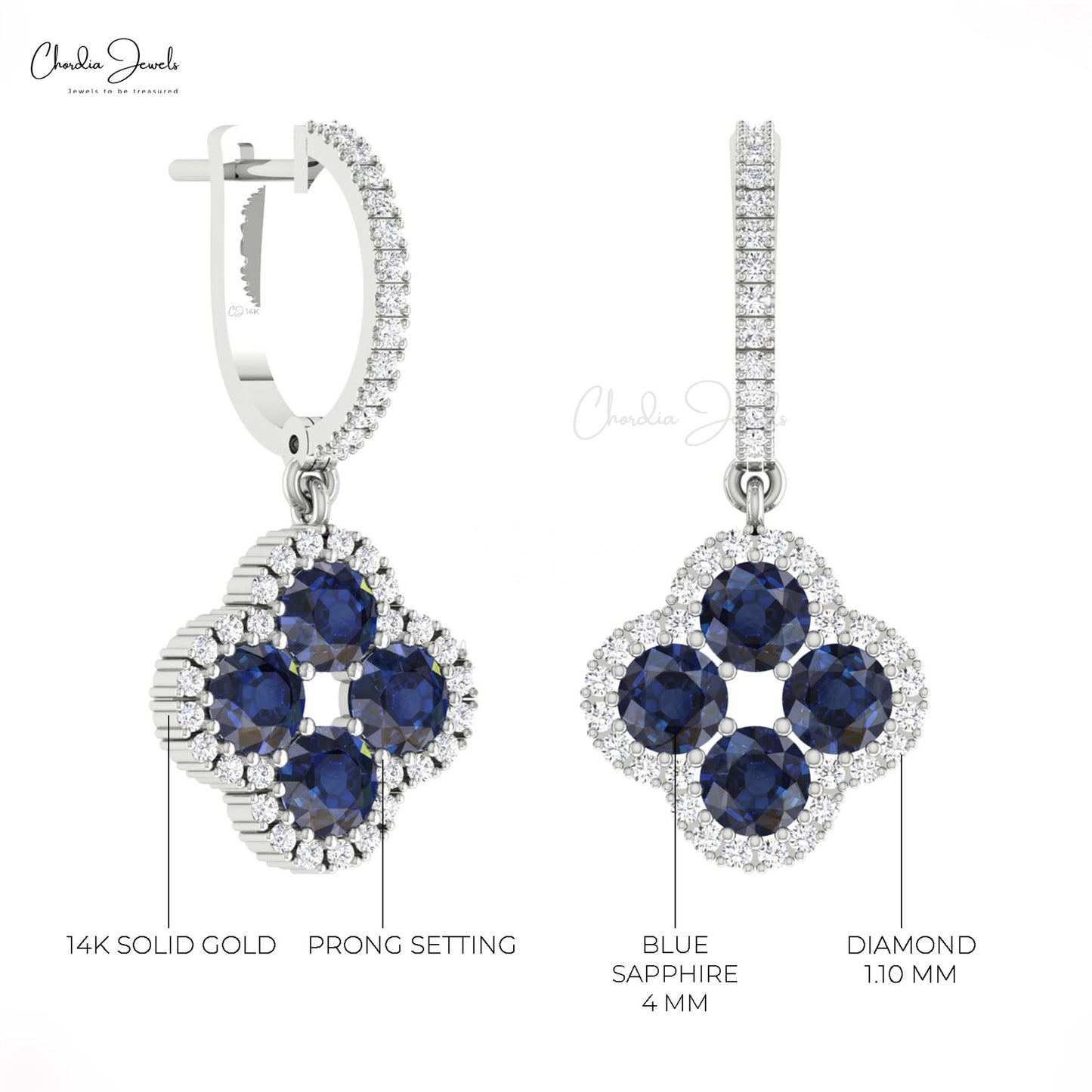 Halo Diamond Clover Earrings