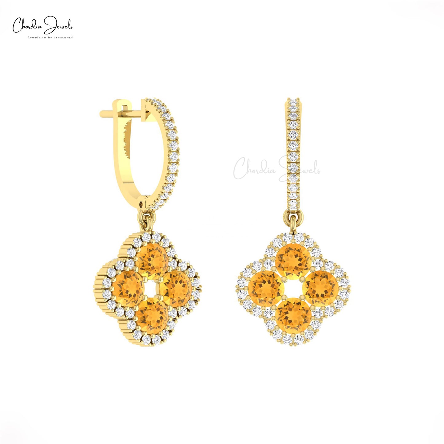 Diamond Clover Shape Earrings