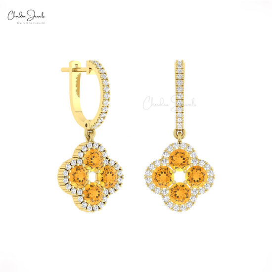 Diamond Clover Shape Earrings