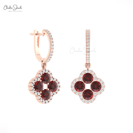 Natural Garnet Clover Earrings