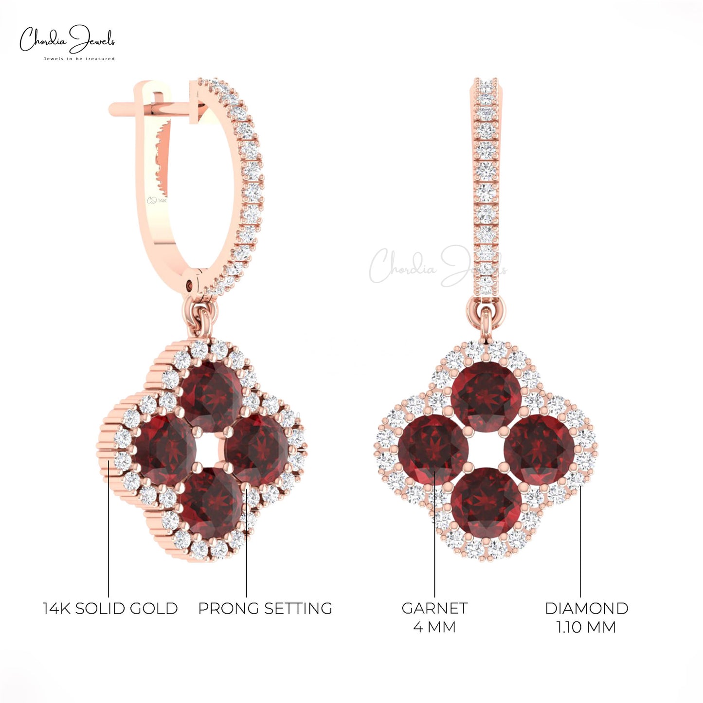 Natural Diamond Clover Earrings