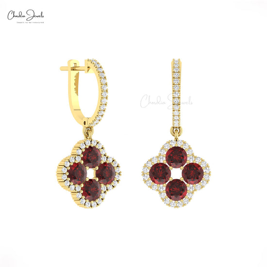 Garnet Halo Earrings