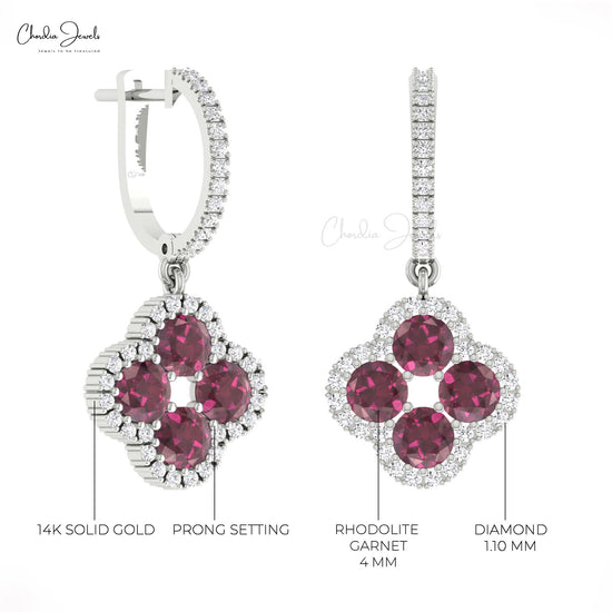 Rhodolite Garnet Cluster Dangle Earrings