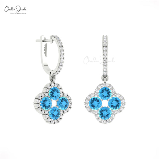 Diamond Halo Clover Earrings