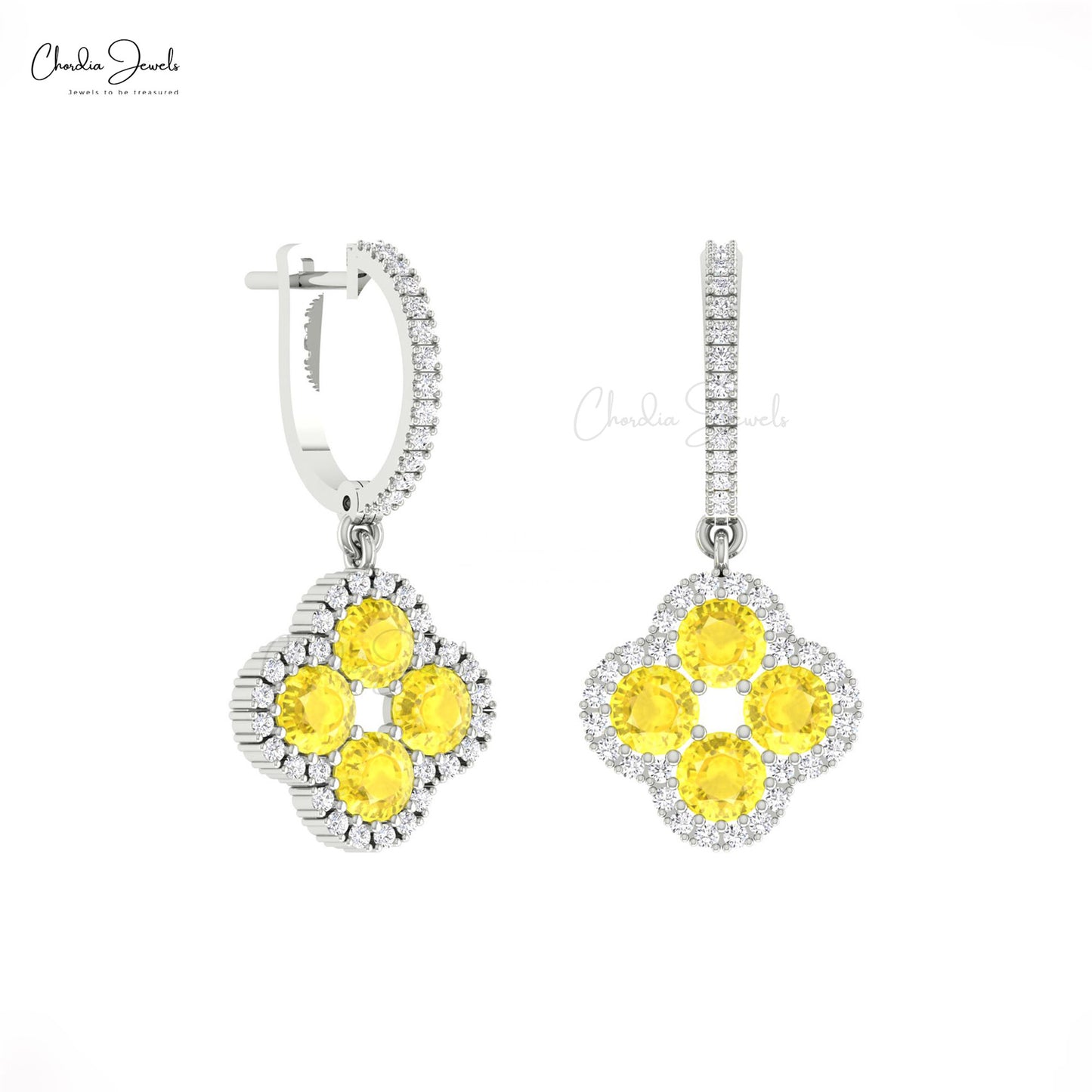 Yellow Sapphire Clover Earrings