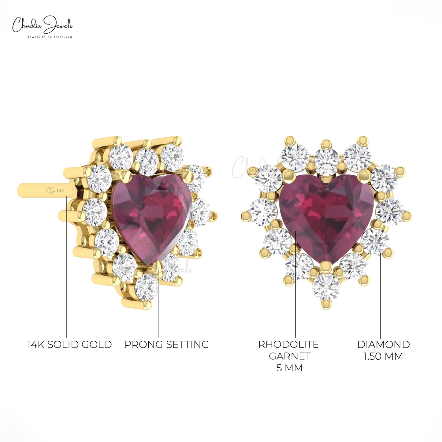 14k Gold Rhodolite Garnet Earrings