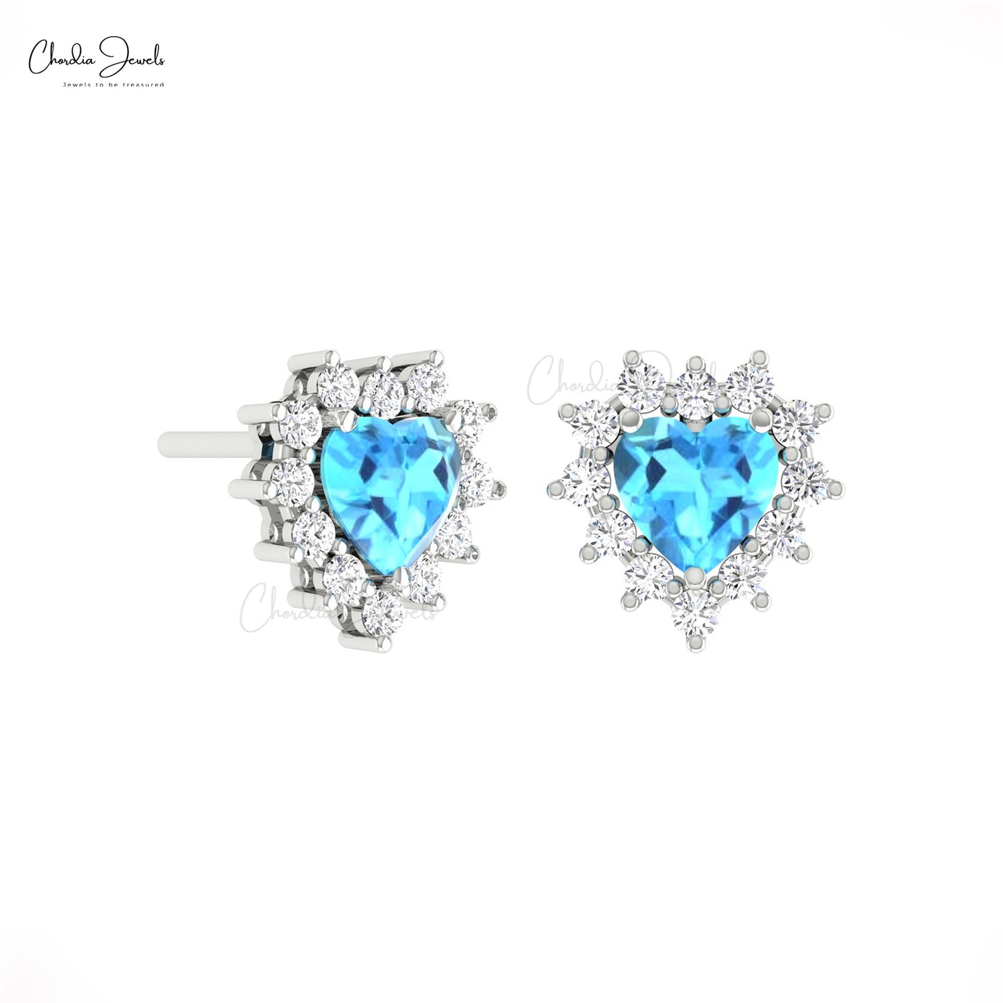 Halo Heart Stud Earrings