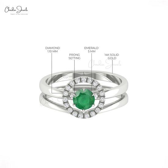 14k Solid Gold Emerald Ring