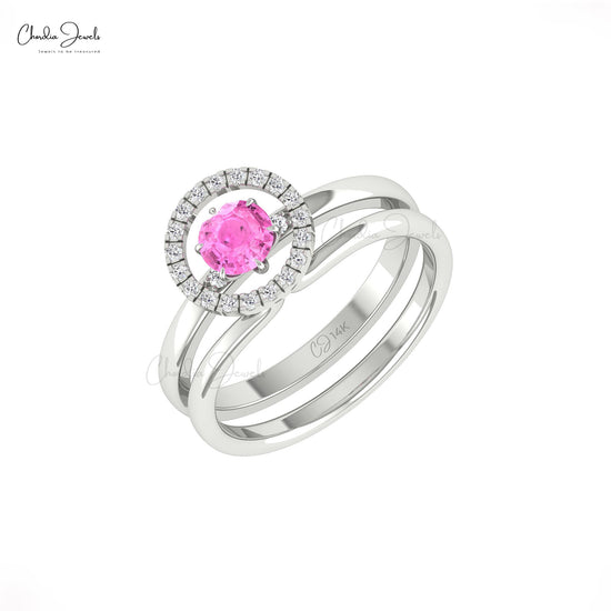 Detachable Halo Pink Sapphire Ring