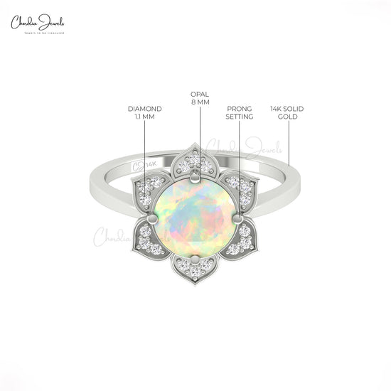 Buy Ethiopian Opal & Diamond Ring