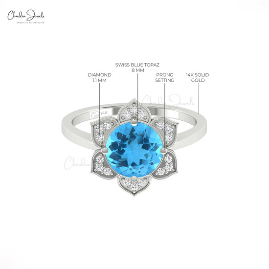 Swiss Blue Topaz Gemstone Ring