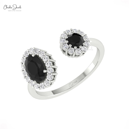 14k Solid Gold Black Diamond Ring