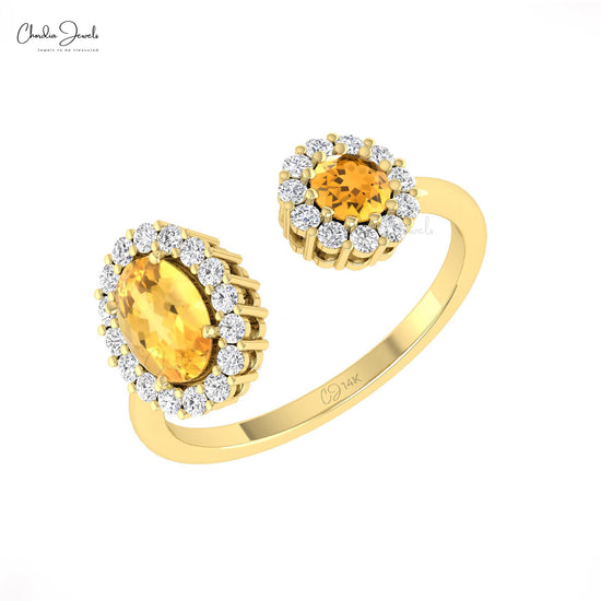 14k Solid Gold Citrine Gemstone Ring