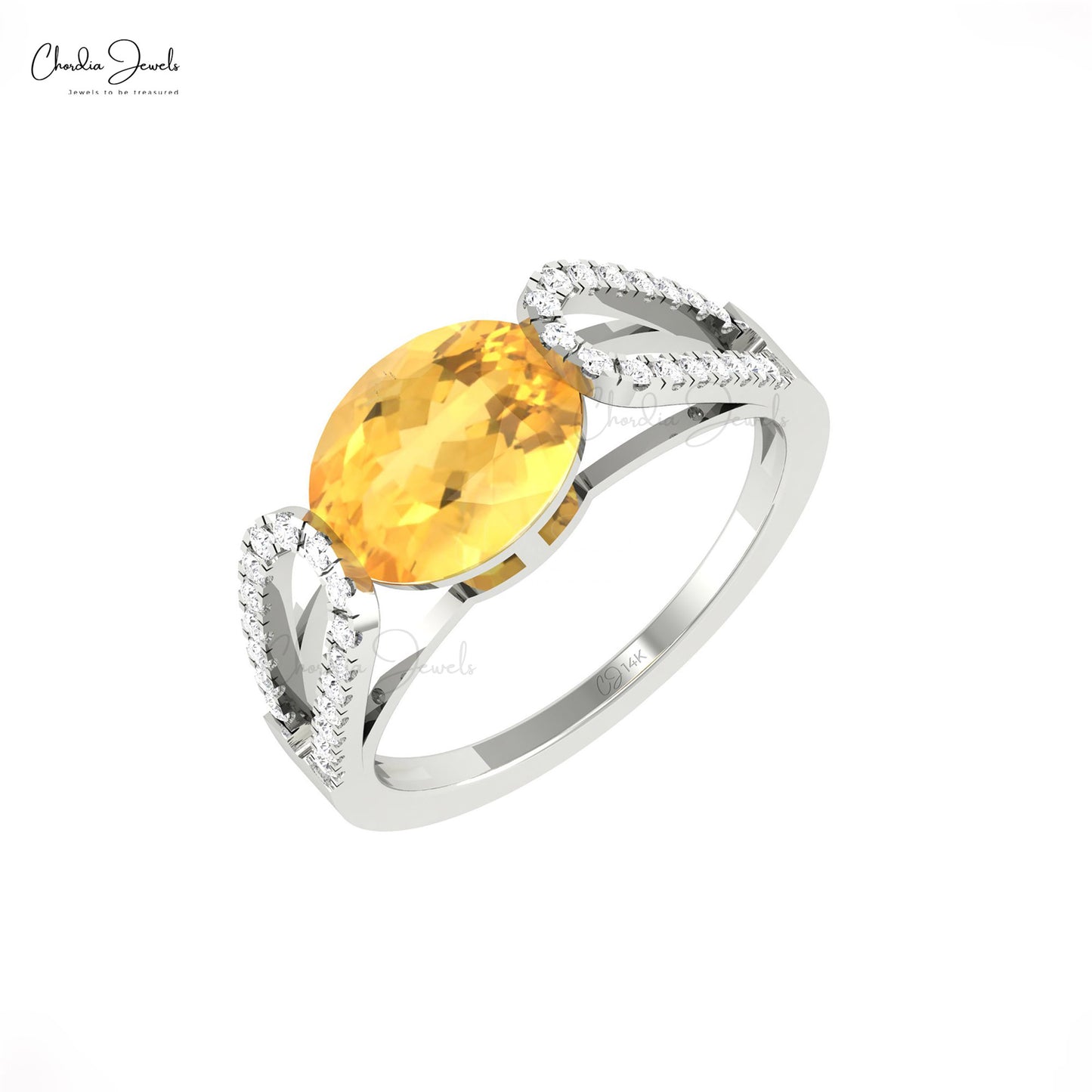 14k Solid Gold Citrine Gemstone Ring