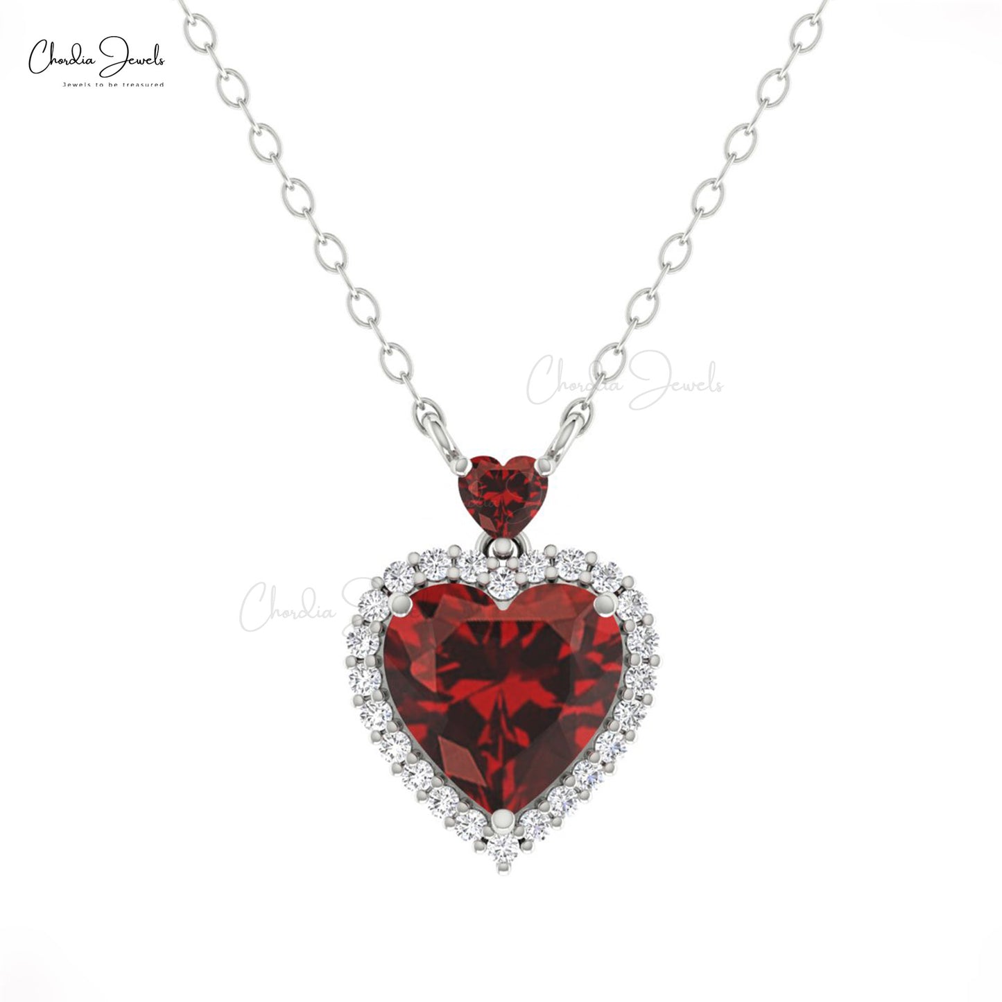 Heart Shape Garnet Necklace