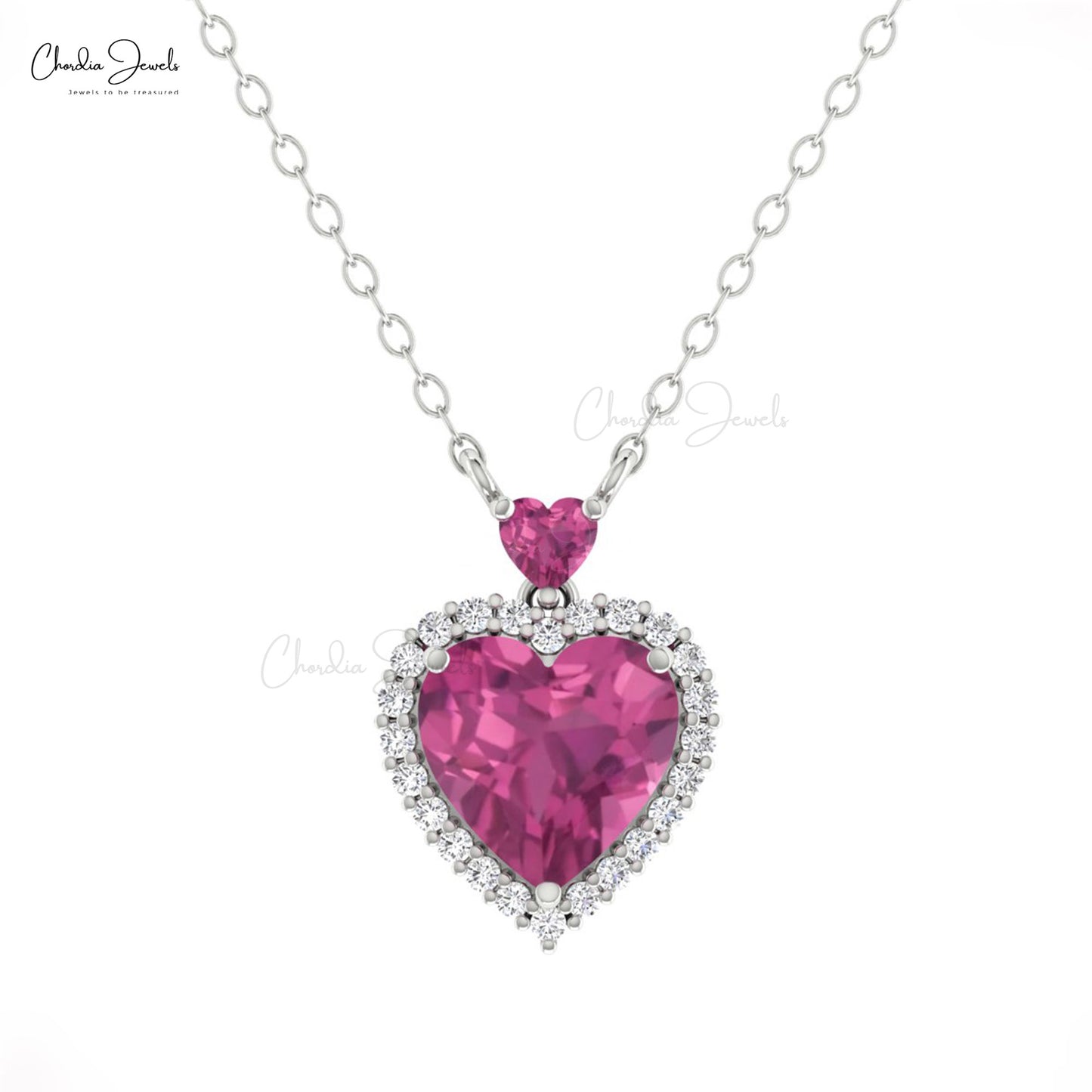 Halo Heart Tourmaline Necklace